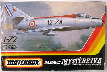 Matchbox 1/72 Mystere IVa - French No 2 Sq Cambrai 1955 / No 200 Sq Israeli Air Force 1967, 40047 plastic model kit